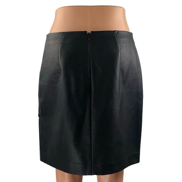 Club Monaco Women's Black Faux Leather Vegan Faux Wrap Pencil Mini Skirt Size 4 - Picture 3 of 4